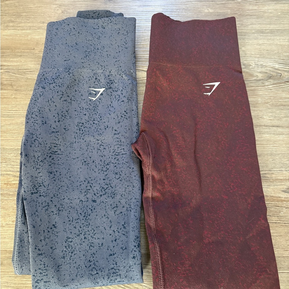 Gymshark Heathered Blue and Burgundy Leggings, S